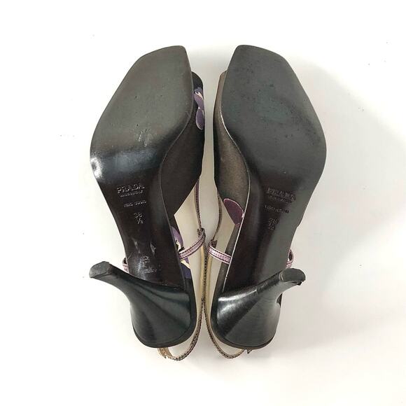 Vintage Prada Floral Print Snakeskin Slingback Heeled Sandals 38.5 - Picture 6 of 7